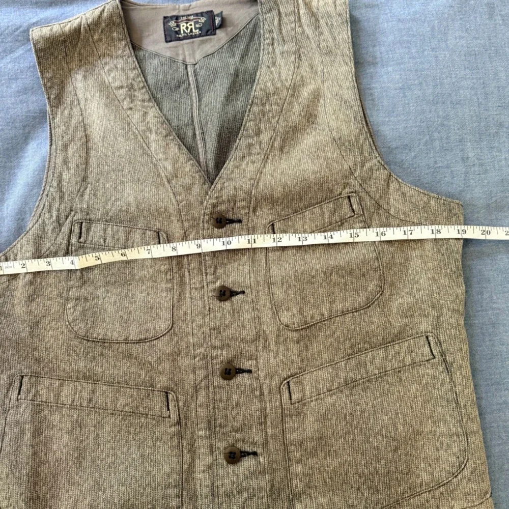 RRL Ralph Lauren Jackson Jaspe Cotton Work Vest Mens Small  Cinch Back Waistcoat